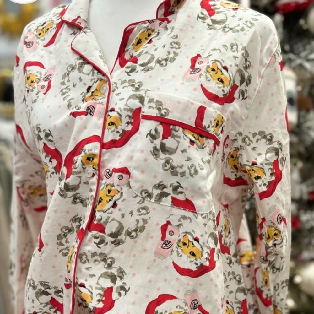 Santa claws (white claw) pajama set - flannel button top and drawstring pants.